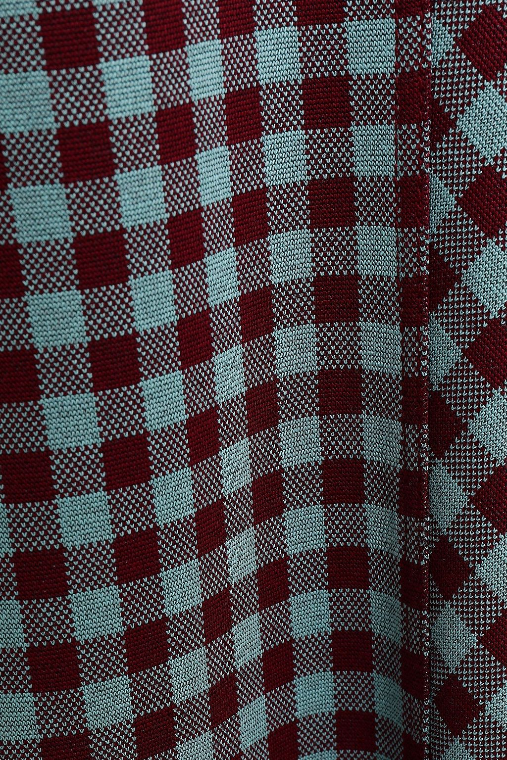 ROSETTA GETTY Fluted gingham jacquard-knit midi dress
