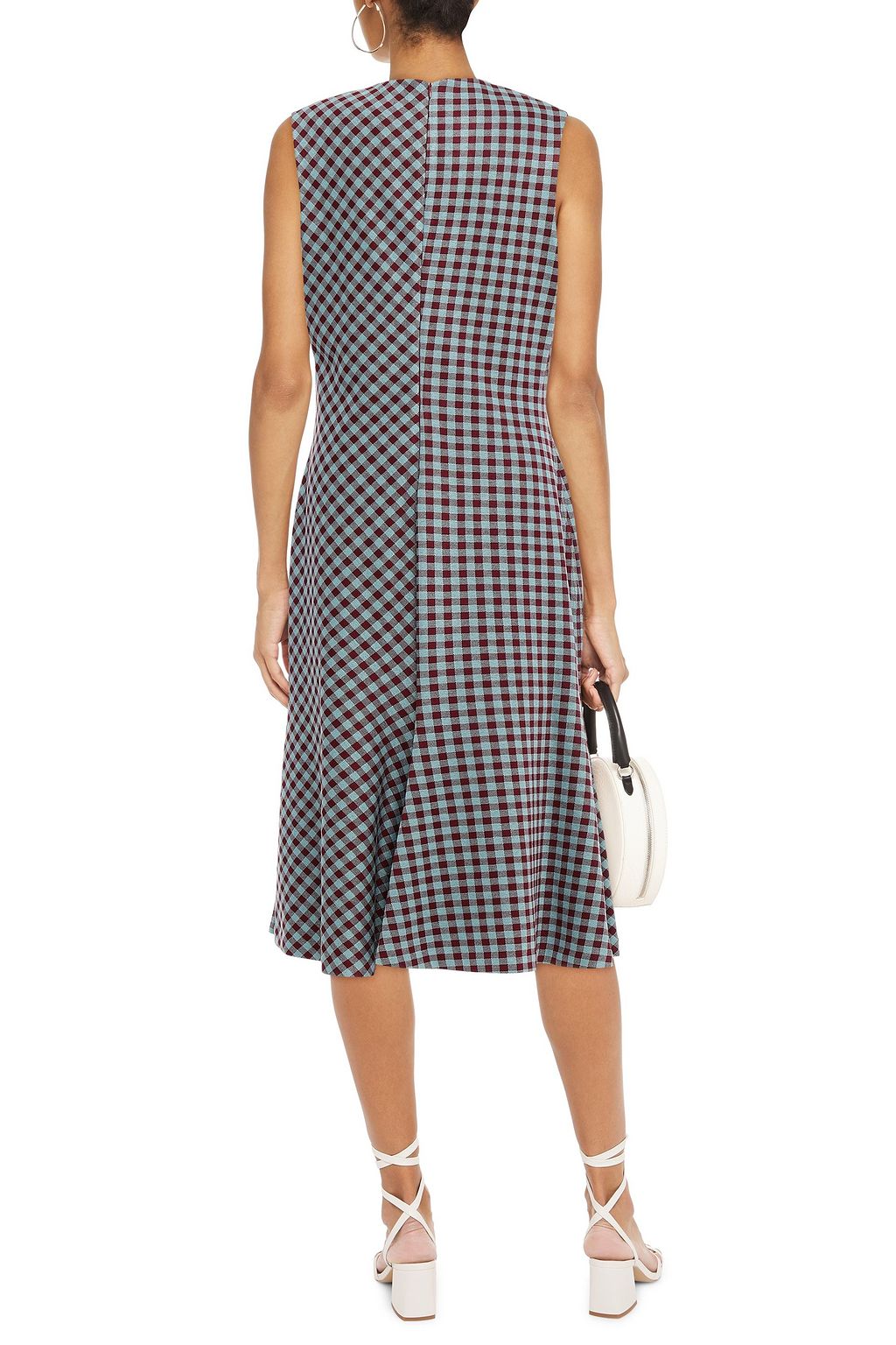 ROSETTA GETTY Fluted gingham jacquard-knit midi dress