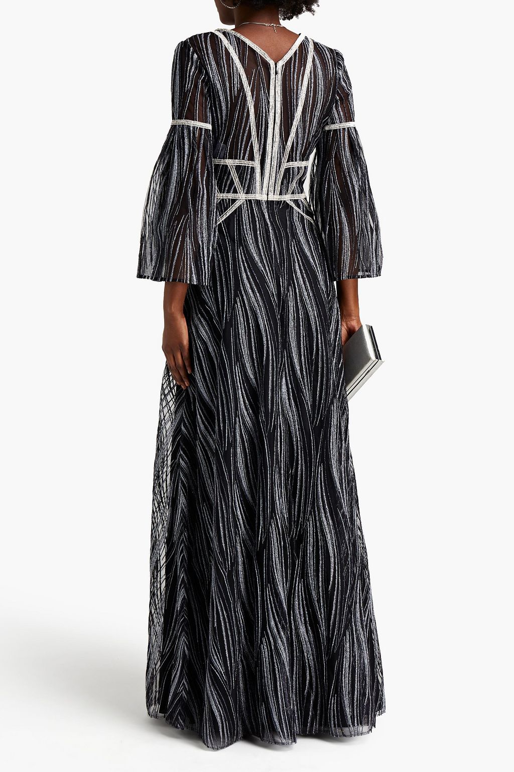 AMANDA WAKELEY Metallic embroidered tulle maxi dress