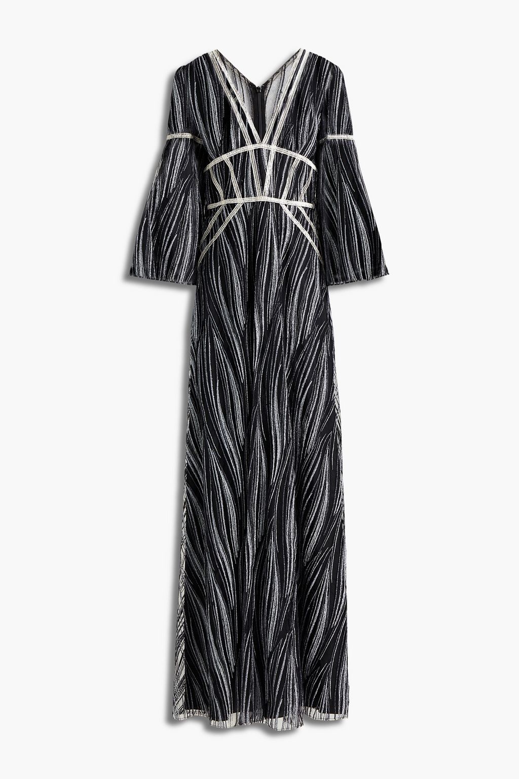 metallic embroidered maxi dress