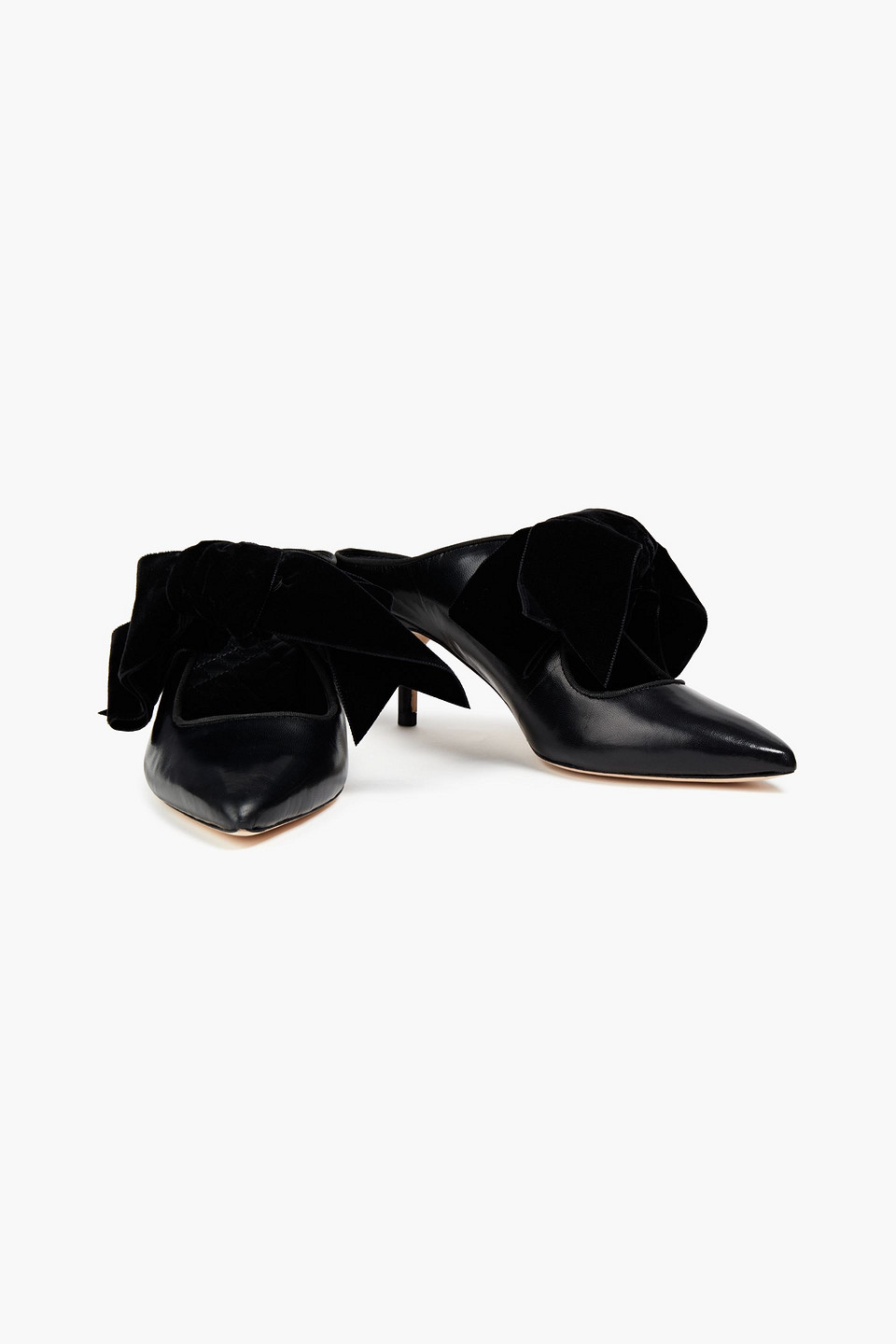 Tory Burch Clara 65 Bow-embellished Leather Mules In Black