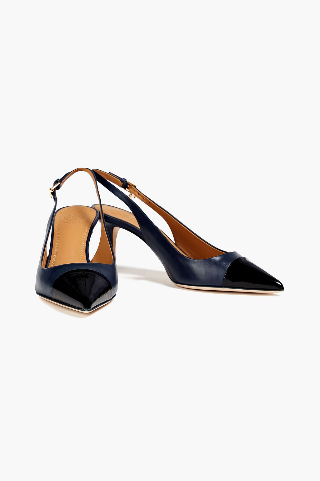 TORY BURCH Penelope 65 patent and smooth leather slingback pumps