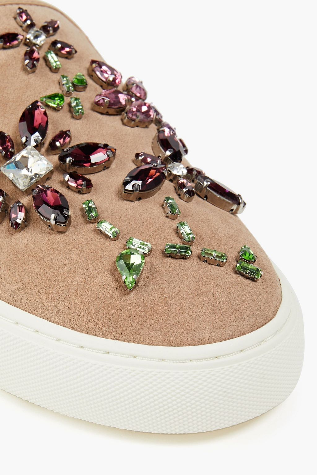 TORY BURCH Meadow crystal-embellished suede sneakers
