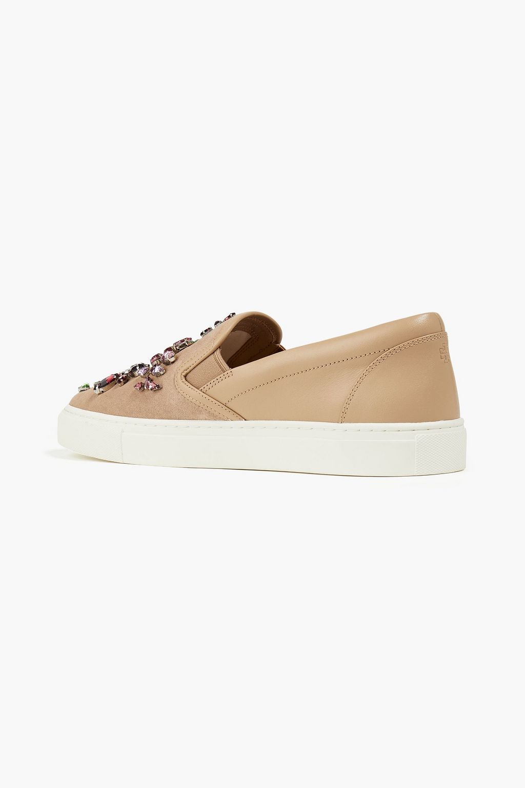 TORY BURCH Meadow crystal-embellished suede sneakers
