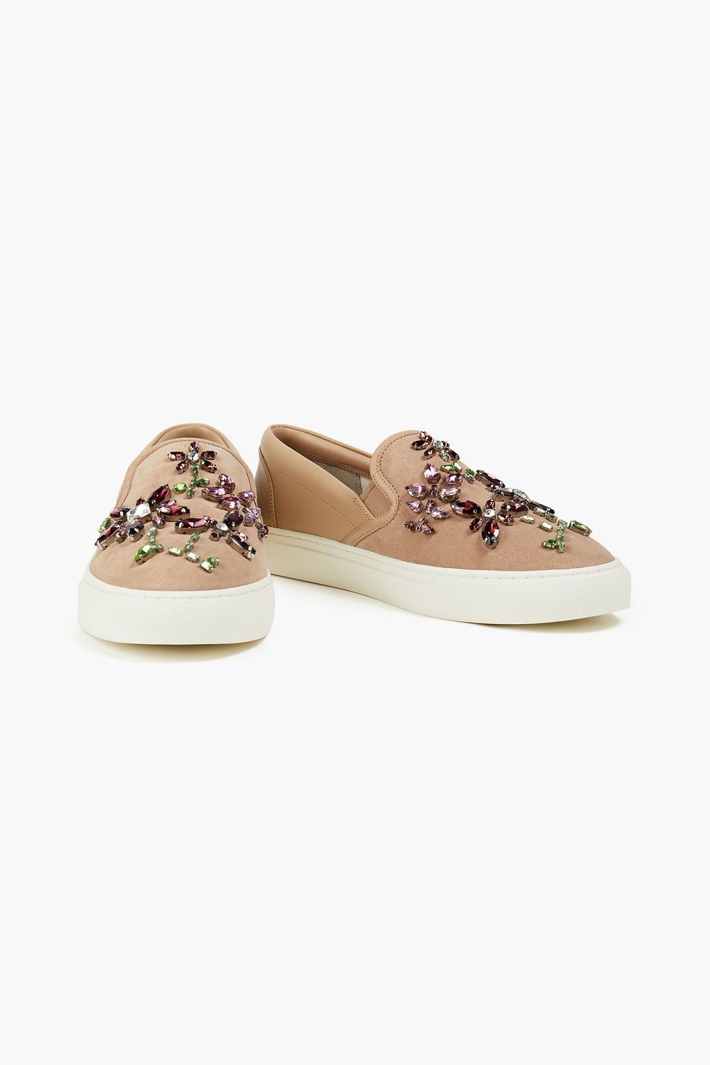 TORY BURCH Meadow crystal-embellished suede sneakers