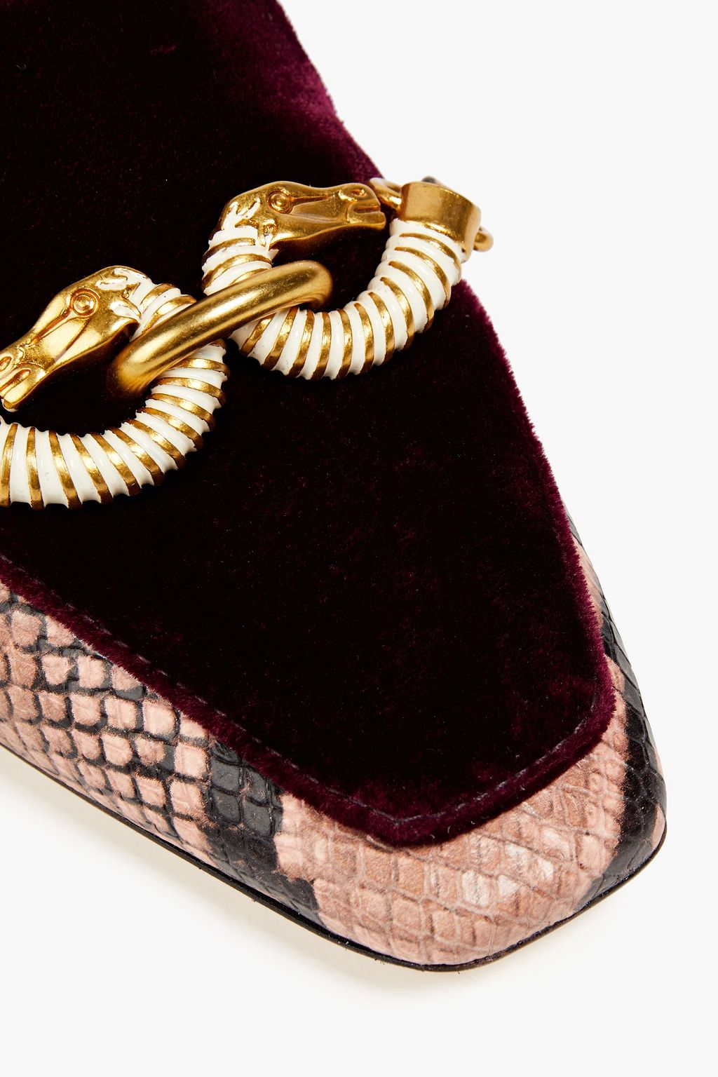 TORY BURCH Jessa 25 velvet and snake-effect leather loafers