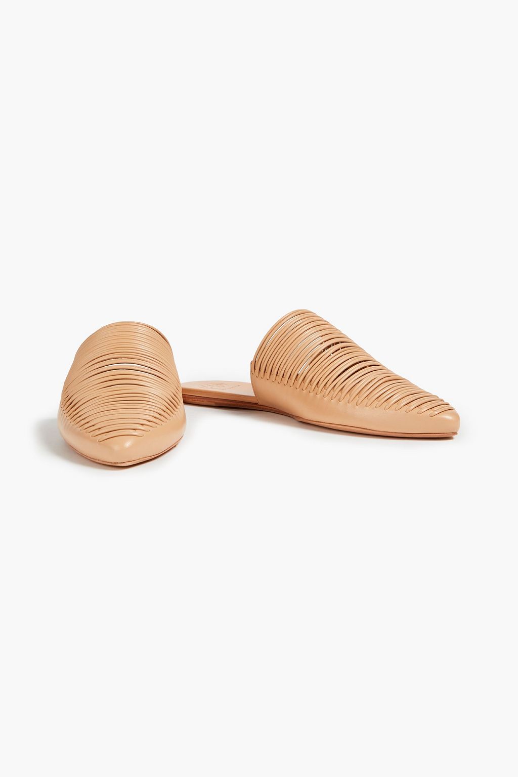 TORY BURCH Cutout leather slippers