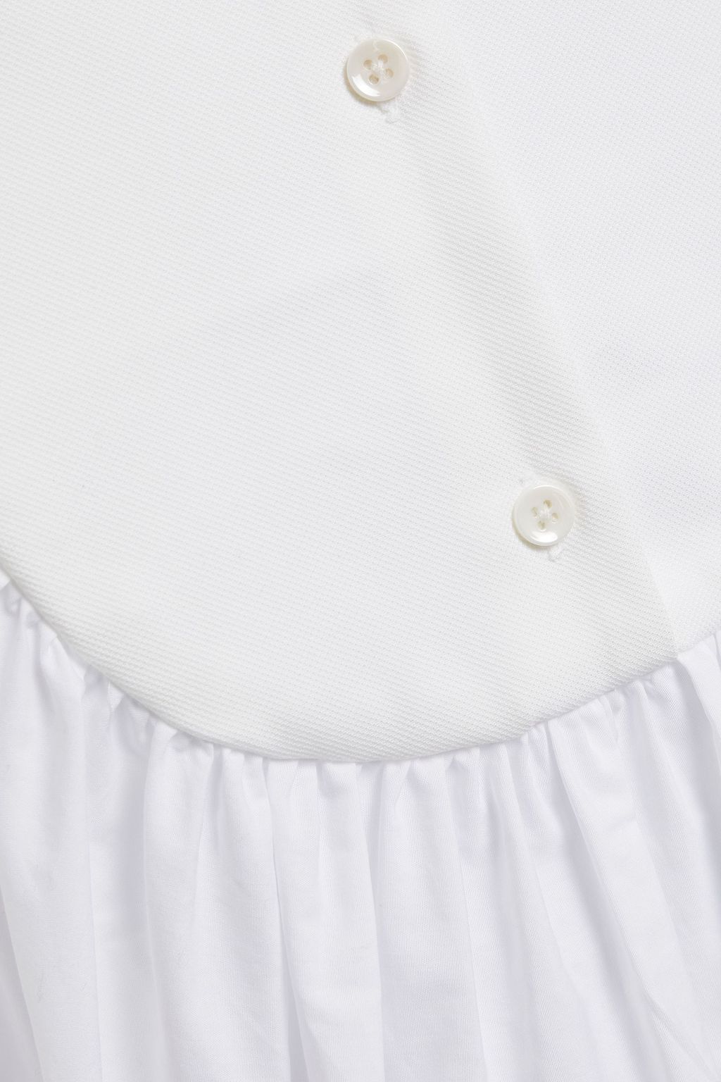 ROSETTA GETTY Poplin-paneled gathered cotton-piqué top