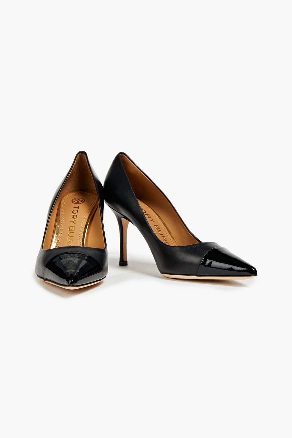 TORY BURCH Penelope 85 patent-trimmed leather pumps