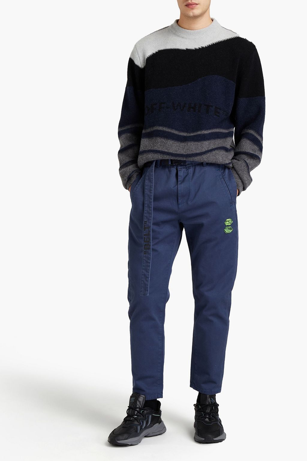 OFF-WHITE™ Brushed intarsia wool sweater