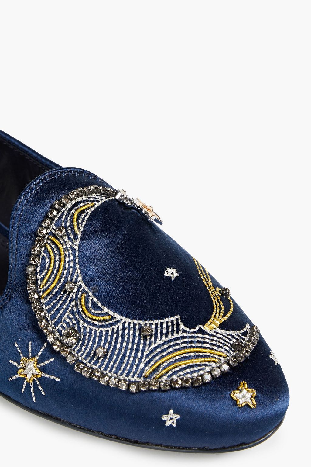 TORY BURCH Embellished satin loafers