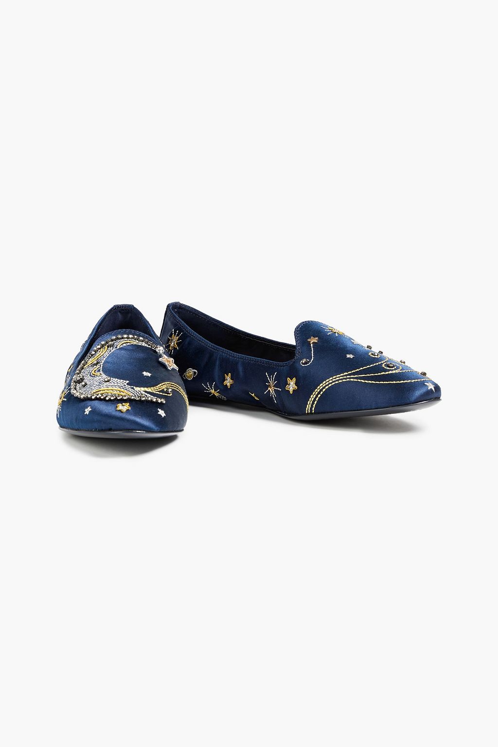 TORY BURCH Embellished satin loafers