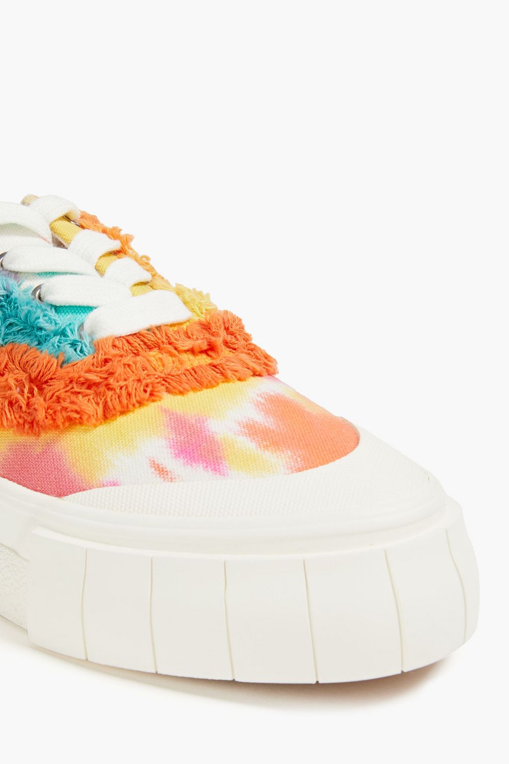 GOOD NEWS Opal fringed tie-dyed cotton-canvas platform sneakers