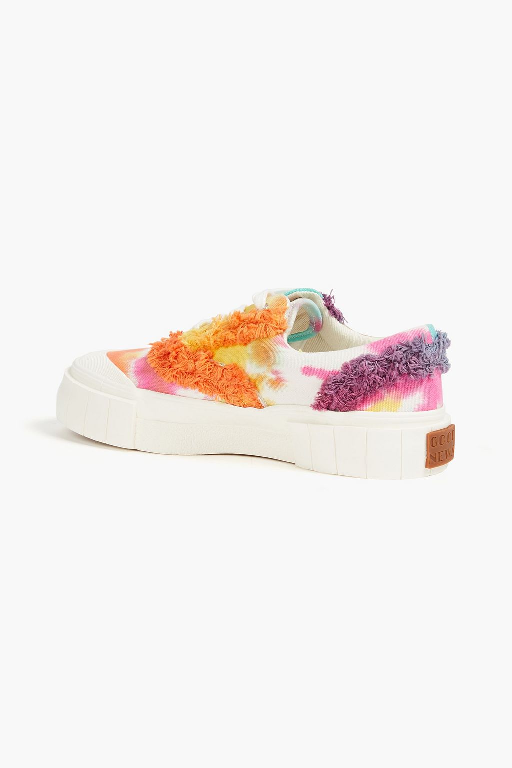 GOOD NEWS Opal fringed tie-dyed cotton-canvas platform sneakers