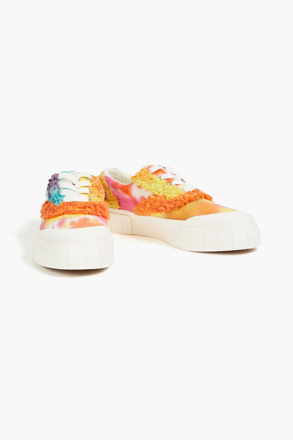 Good News Opal Fringed Tie-dyed Cotton-canvas Platform Trainers In Multi