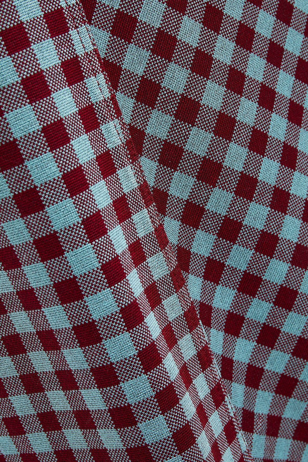 ROSETTA GETTY Asymmetric gingham stretch-jacquard top
