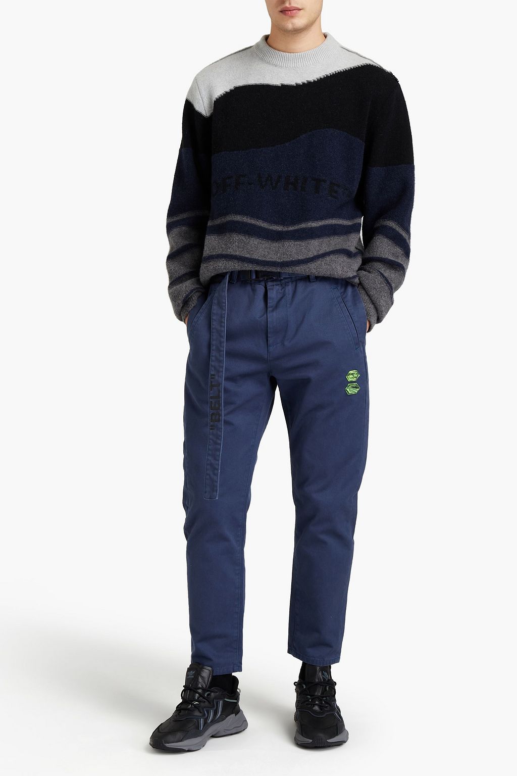 OFF-WHITE™ Cropped belted gabardine chinos