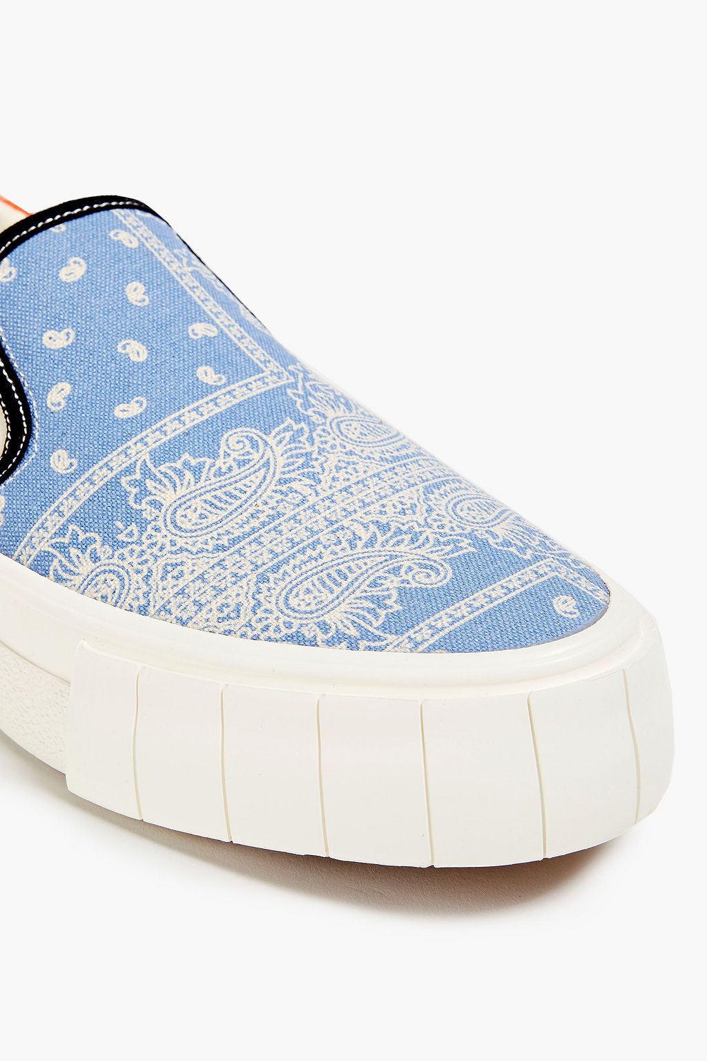 GOOD NEWS Yess patchwork-effect printed canvas platform sneakers