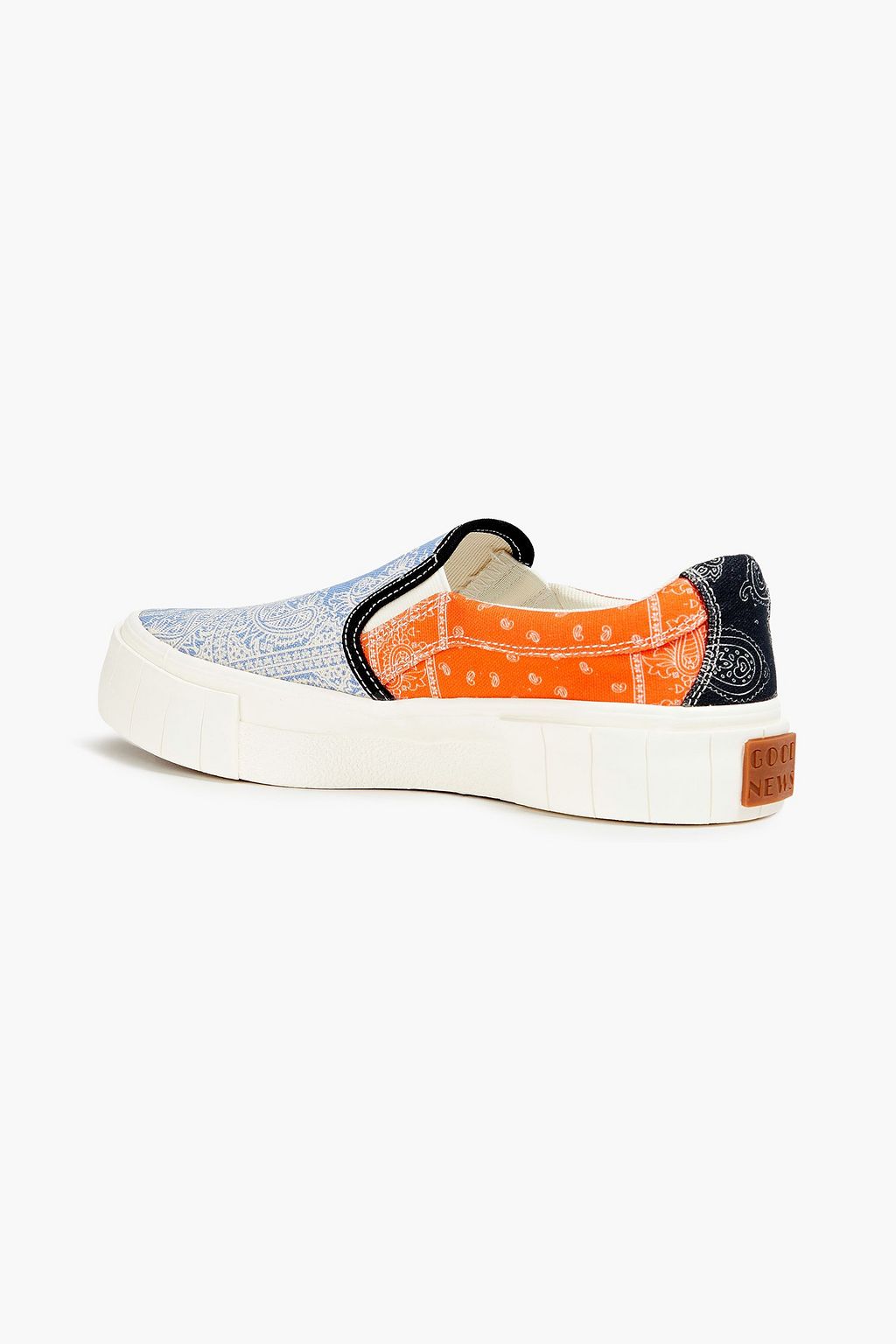 GOOD NEWS Yess patchwork-effect printed canvas platform sneakers