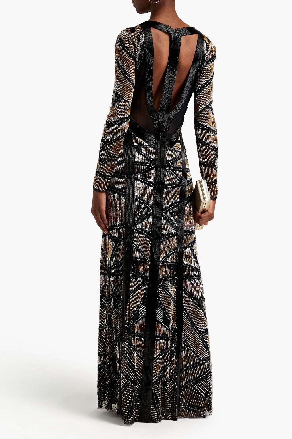 AMANDA WAKELEY Cutout bead-embellished tulle maxi dress