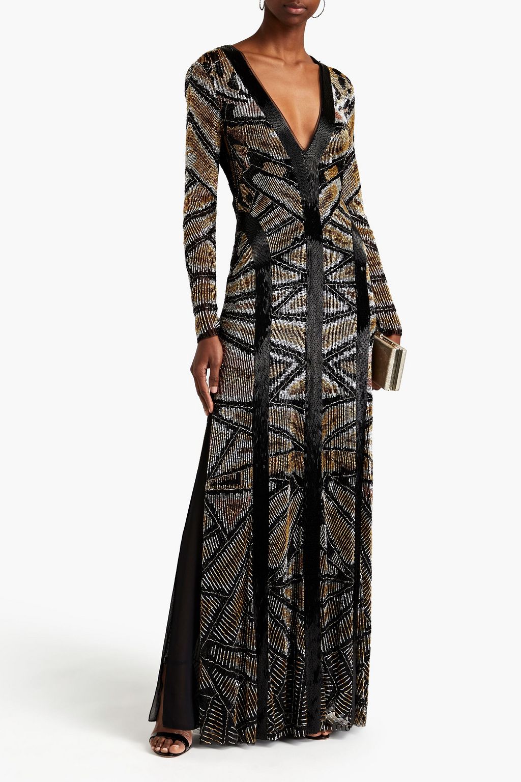 AMANDA WAKELEY Cutout bead-embellished tulle maxi dress