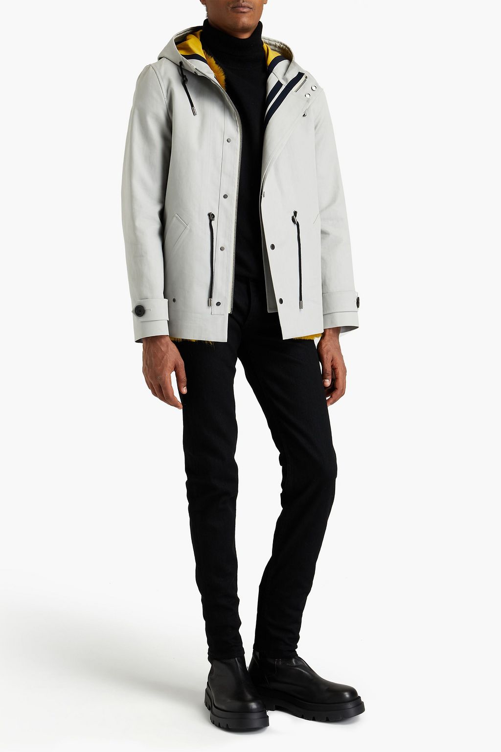 YVES SALOMON Shearling-lined convertible cotton hooded parka