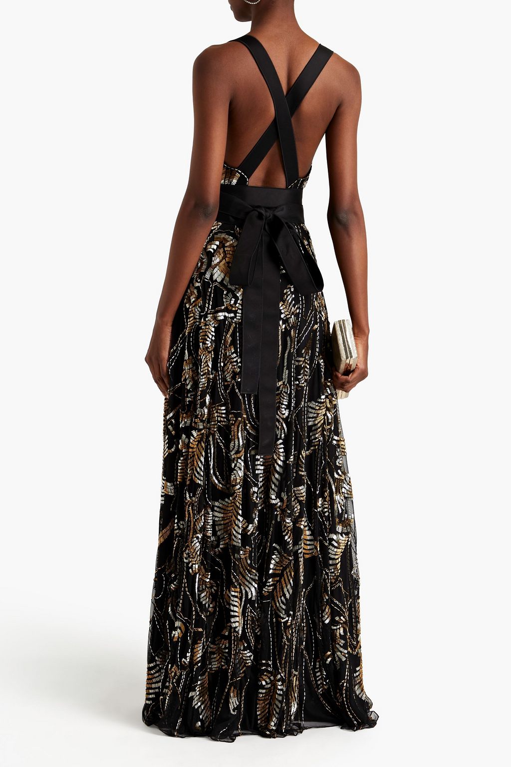 AMANDA WAKELEY Satin-trimmed bead-embellished tulle gown