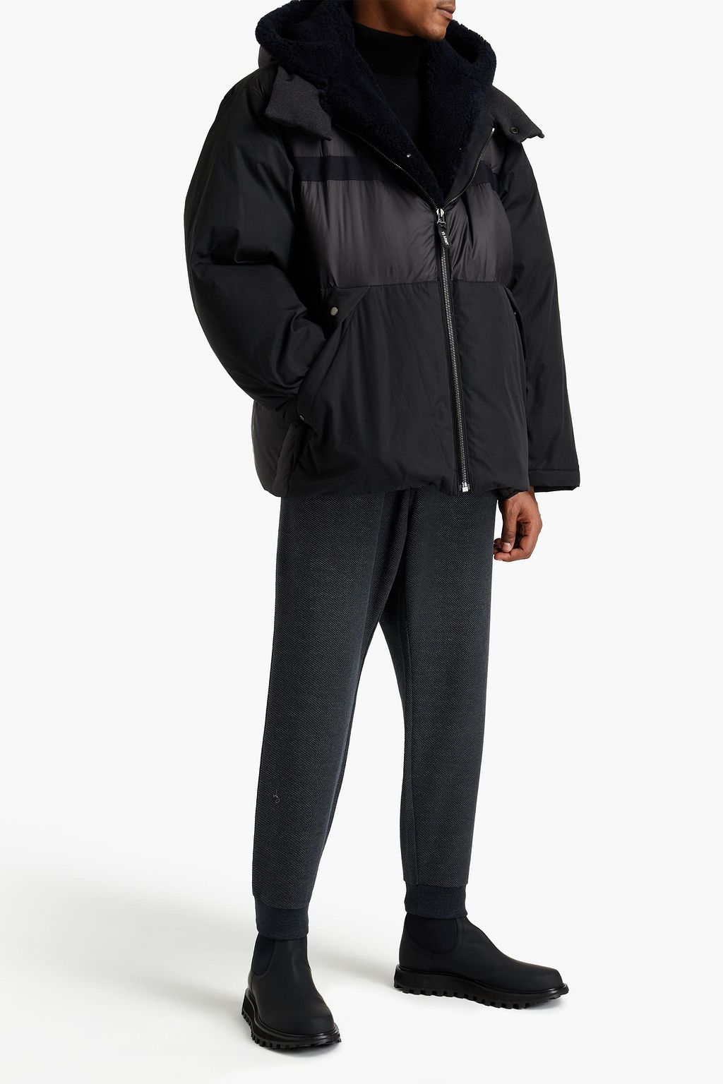 ARMY BY YVES SALOMON Shell-paneled gabardine down hooded jacket