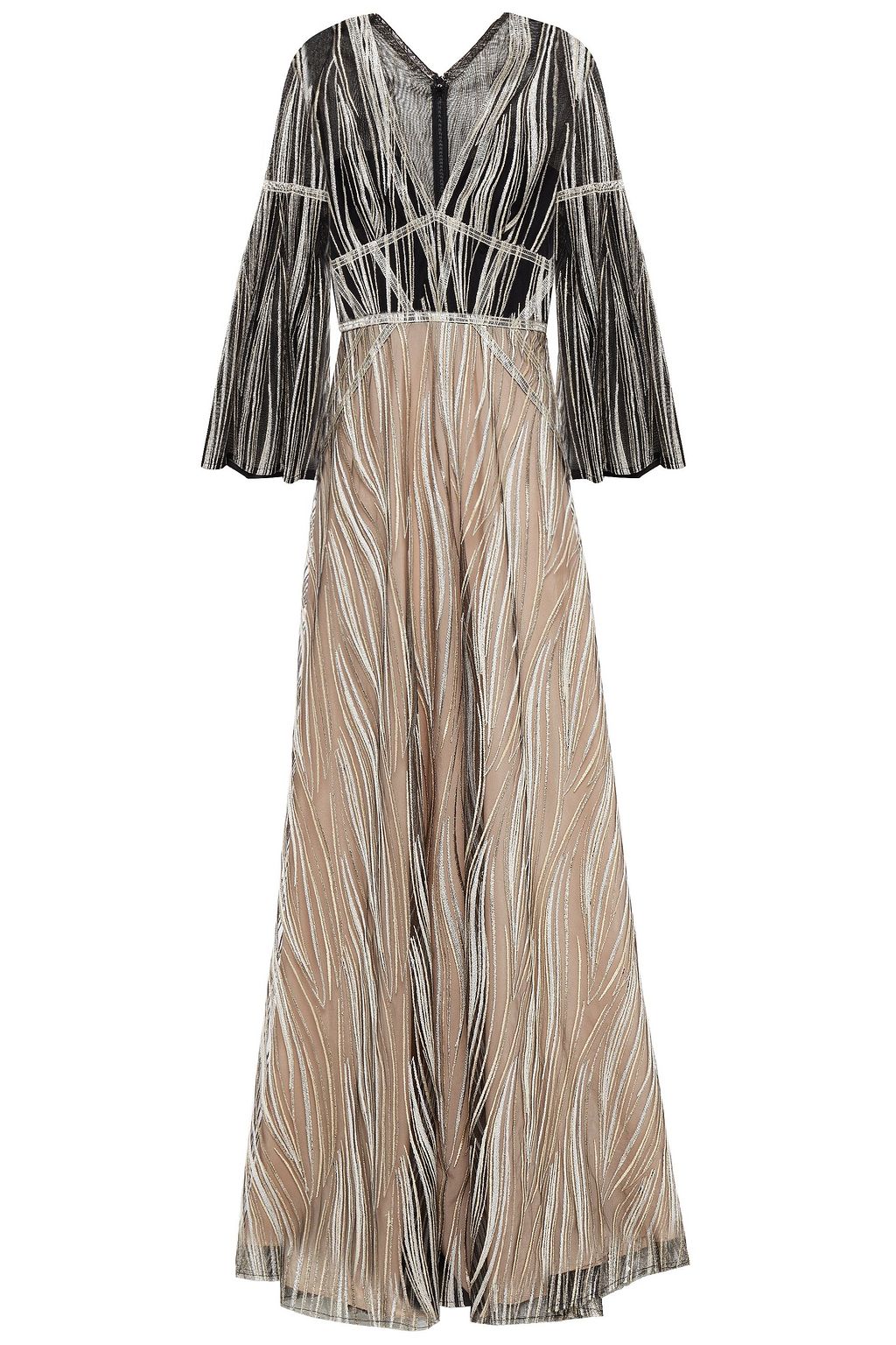 metallic embroidered maxi dress