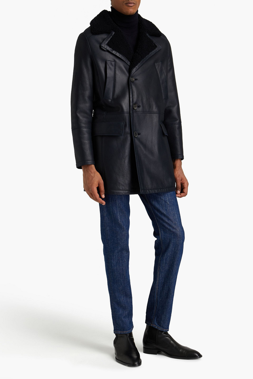 Yves Salomon Army By  Man Double-breasted Shearling Coat In Blue