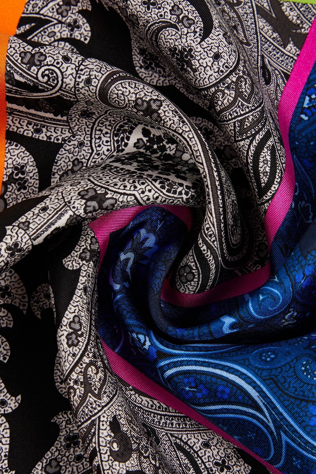 ETRO Patchwork-effect printed silk-twill scarf