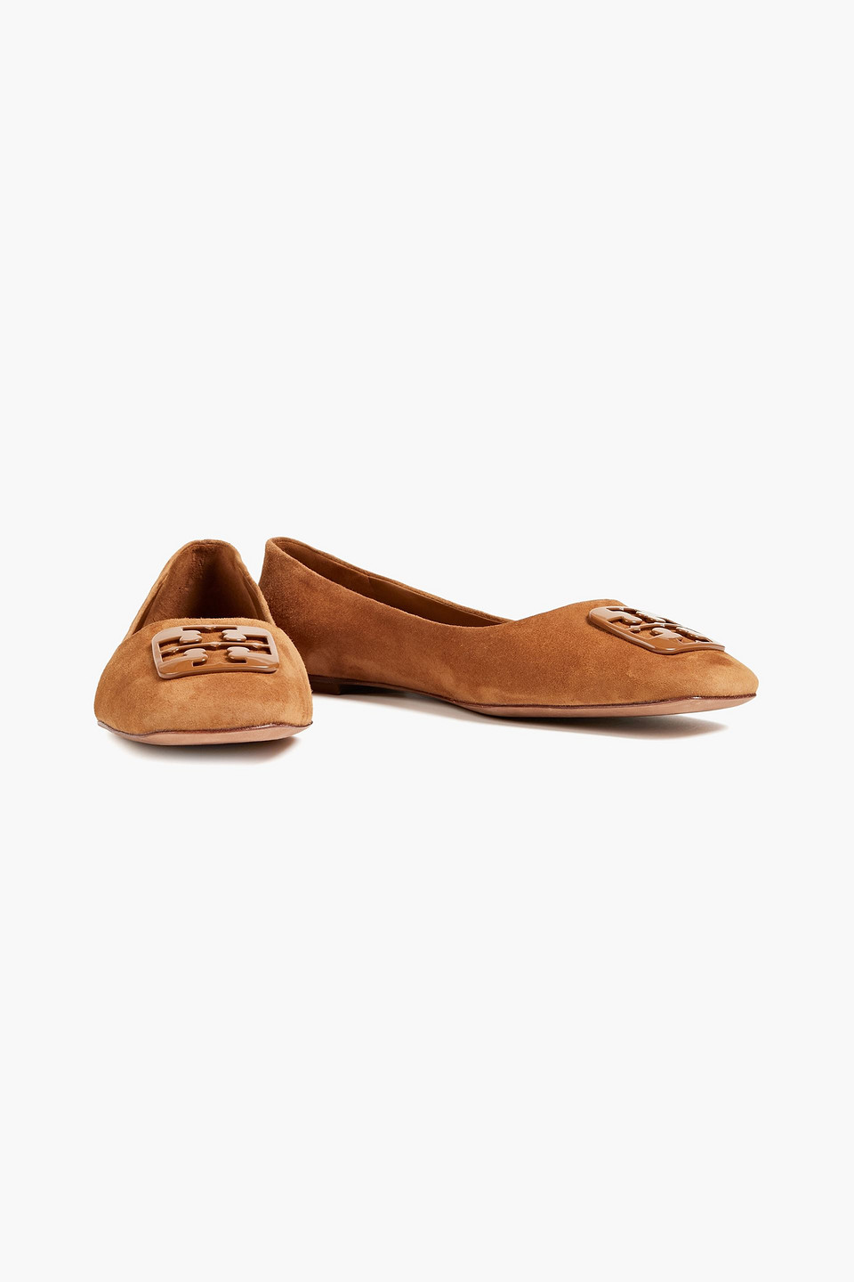 Tory Burch Georgia Square-toe Suede Ballet Flats In Light Brown