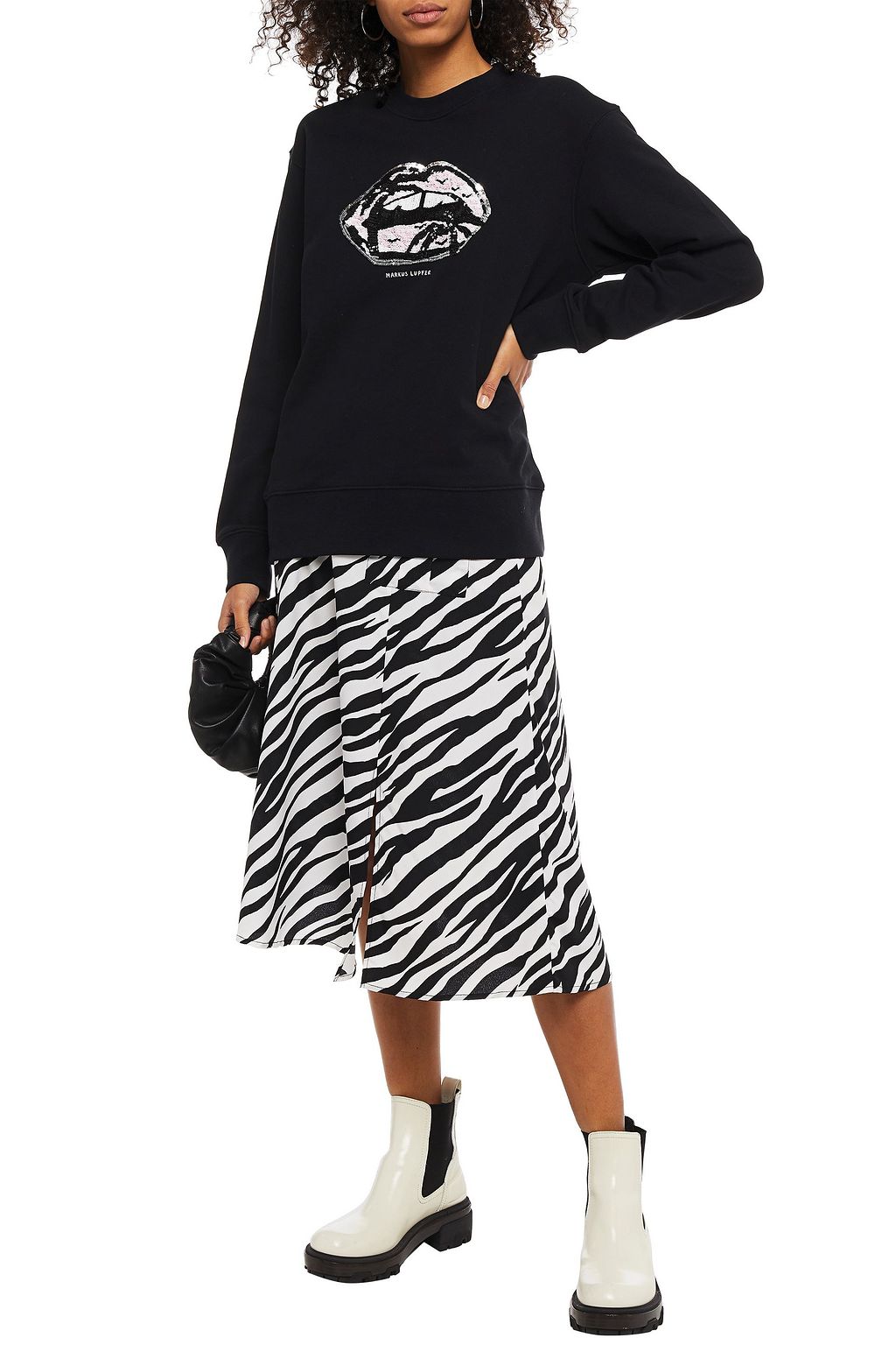 MARKUS LUPFER Sophie embellished embroidered French cotton-terry sweatshirt