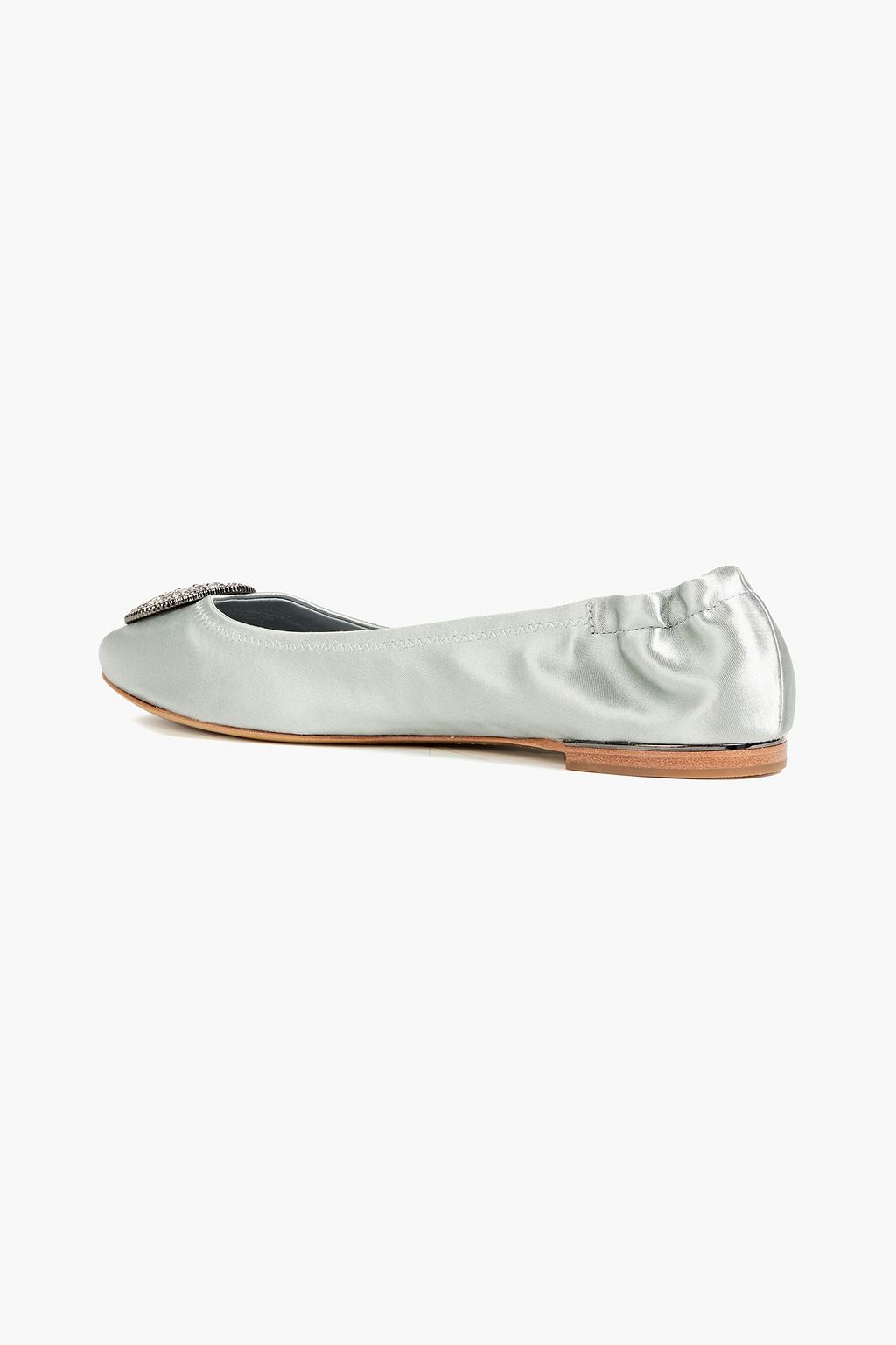 TORY BURCH Crystal-embellished satin ballet flats