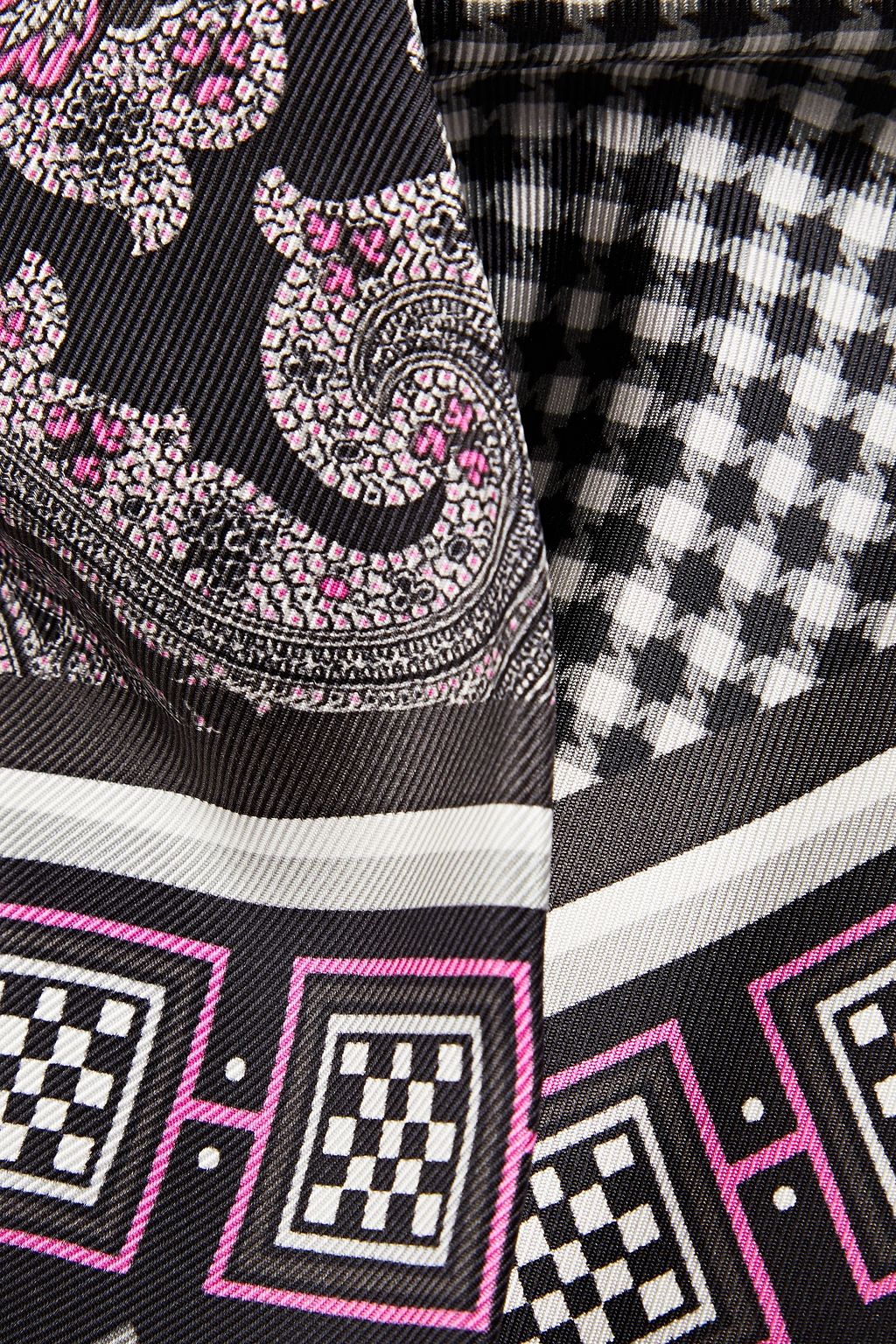 ETRO Fringed printed silk-twill scarf