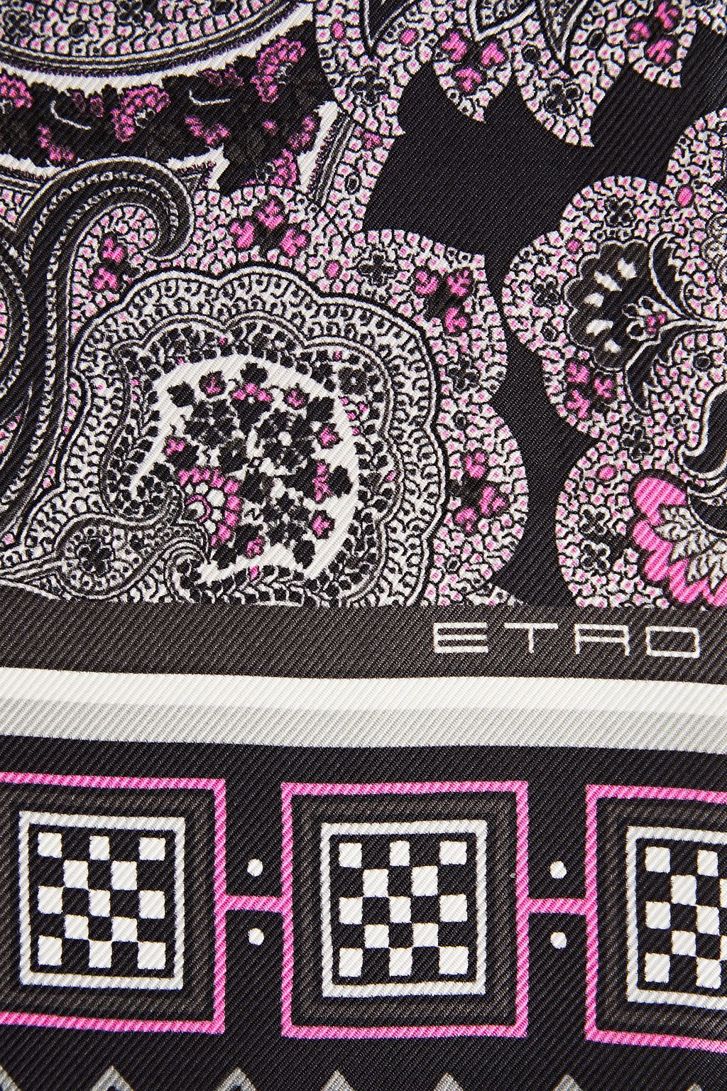 ETRO Fringed printed silk-twill scarf