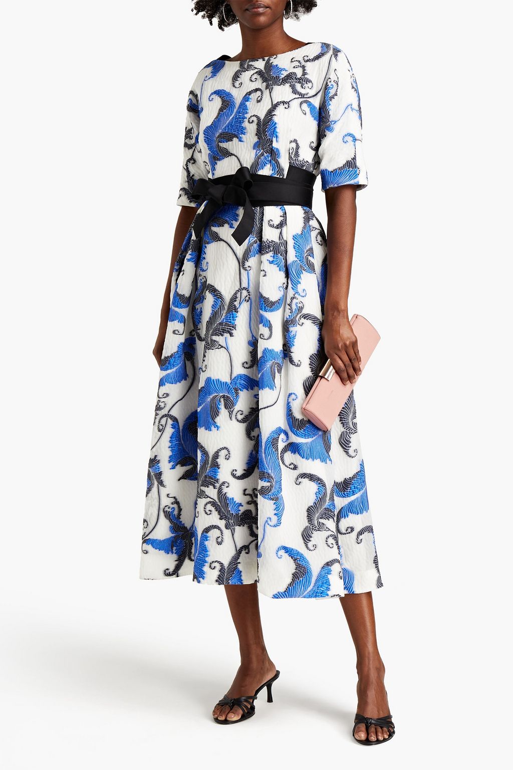 AMANDA WAKELEY Belted cloqué midi dress