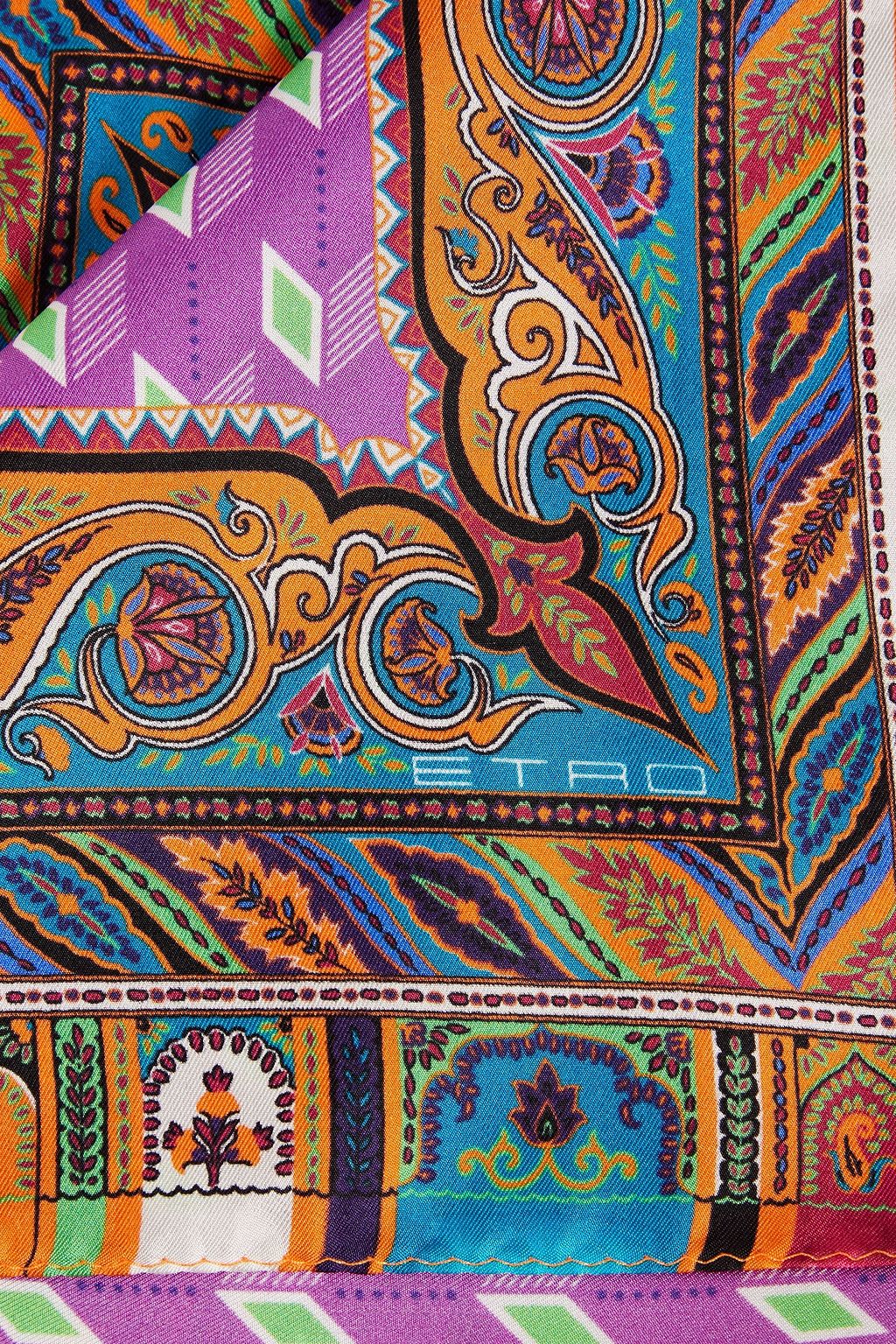 ETRO Printed silk-twill scarf