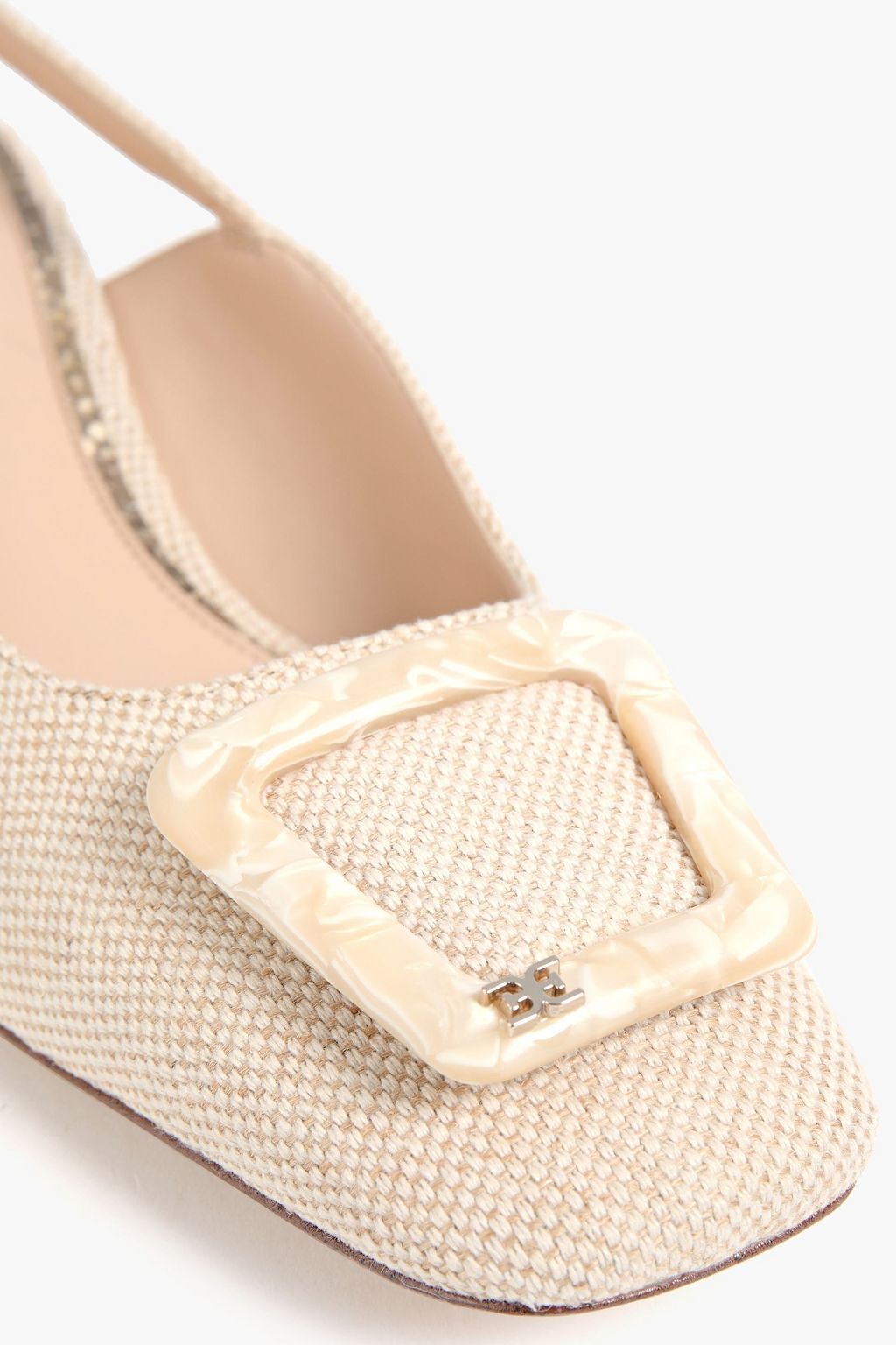 SAM EDELMAN Embellished jute-blend slingback pumps
