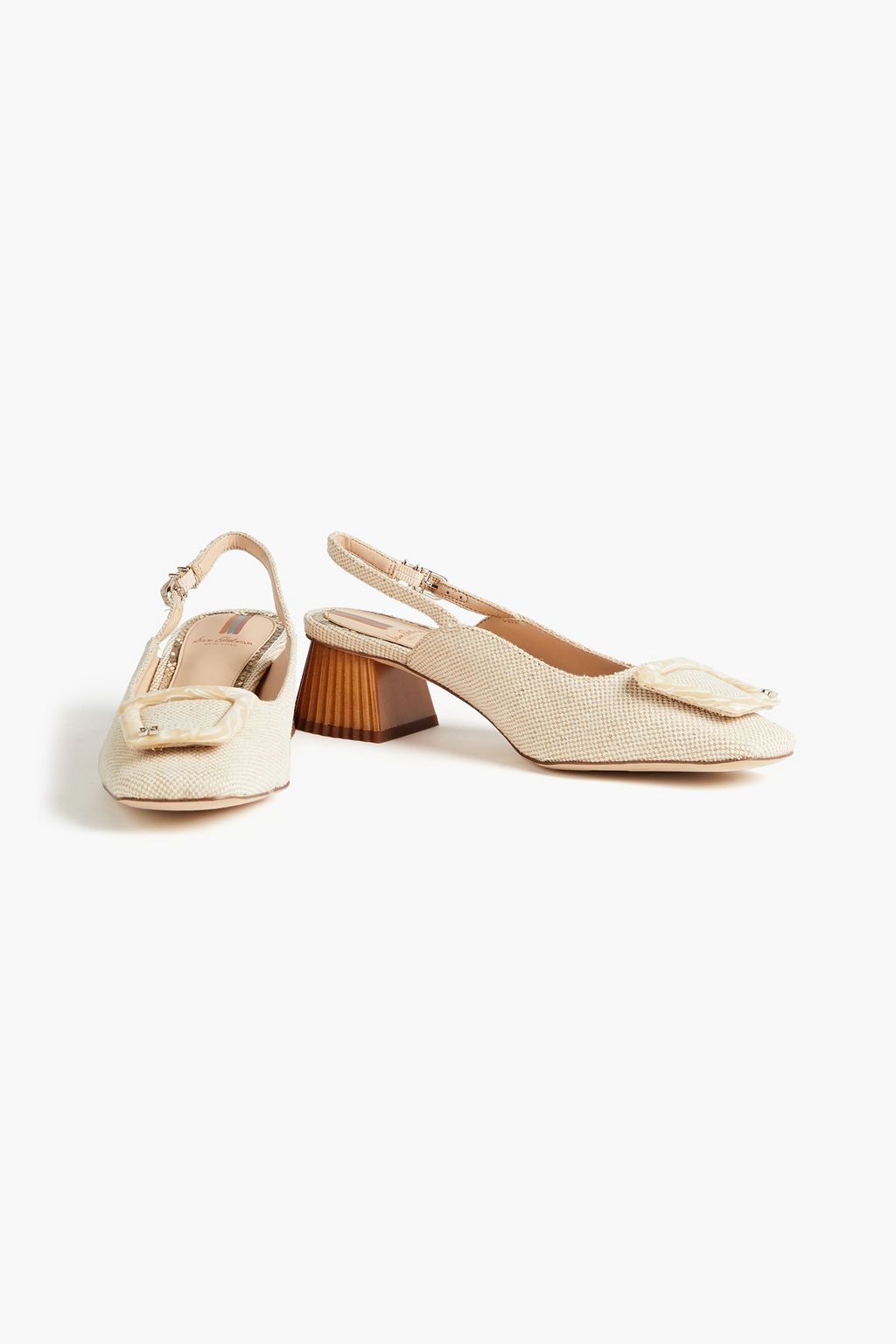 SAM EDELMAN Embellished jute-blend slingback pumps