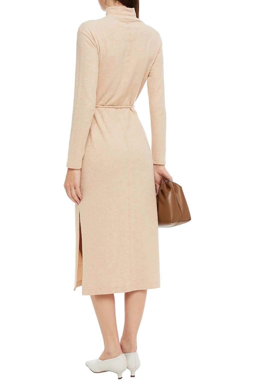 VINCE. Brushed mélange cotton-blend jersey midi dress