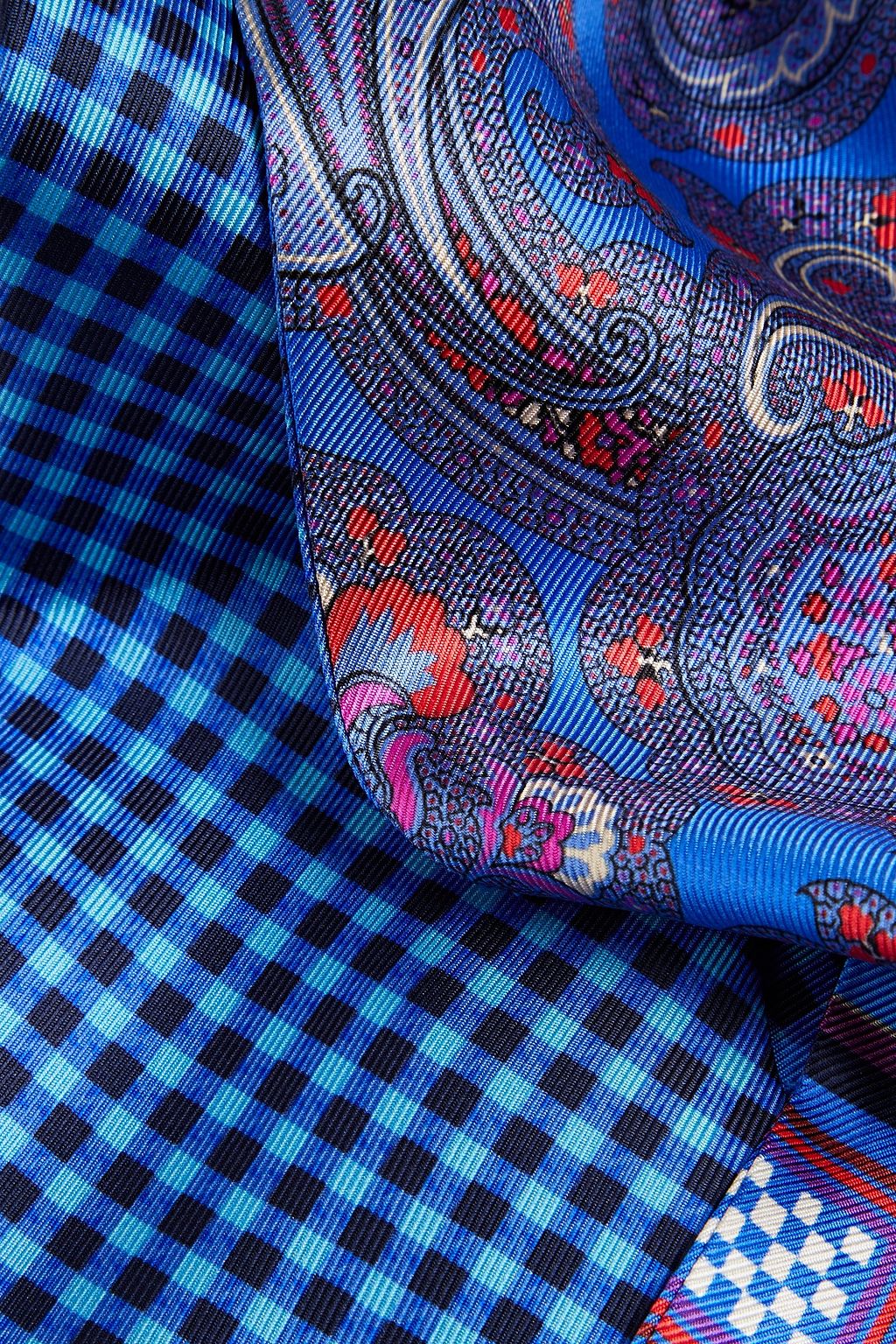 ETRO Fringed printed silk-twill scarf
