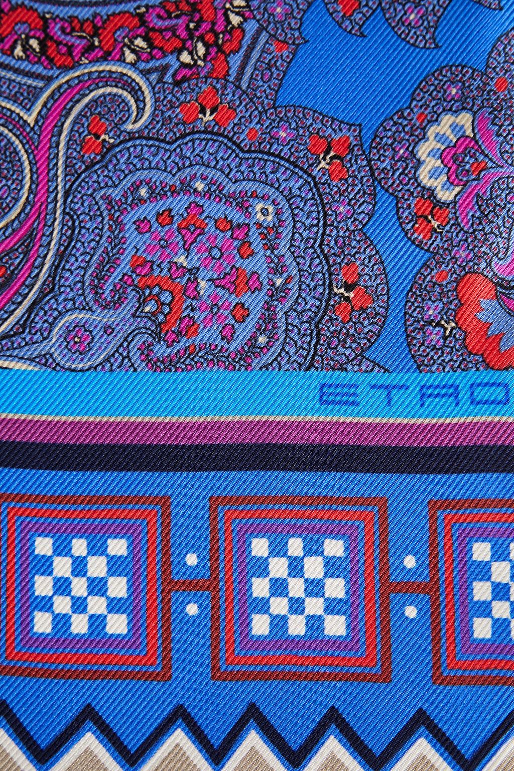 ETRO Fringed printed silk-twill scarf