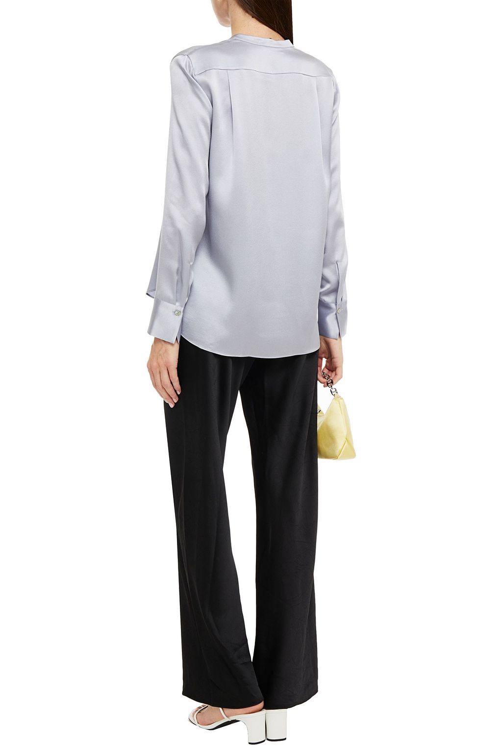 VINCE. Crinkled satin-twill wide-leg pants