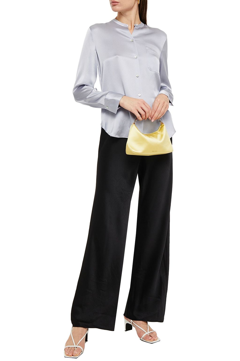 VINCE. Crinkled satin-twill wide-leg pants