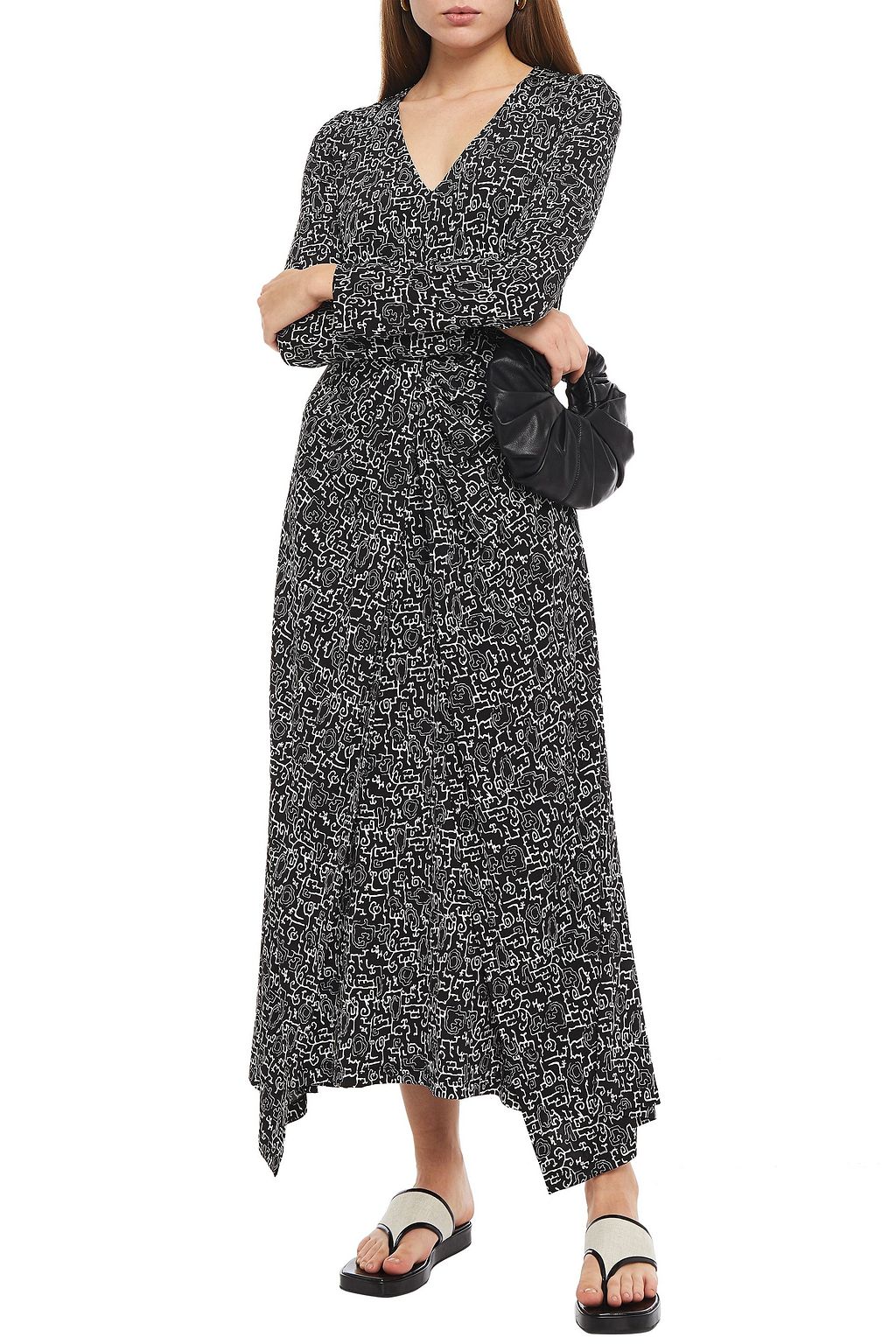 ROSETTA GETTY Twisted printed stretch-jersey maxi dress