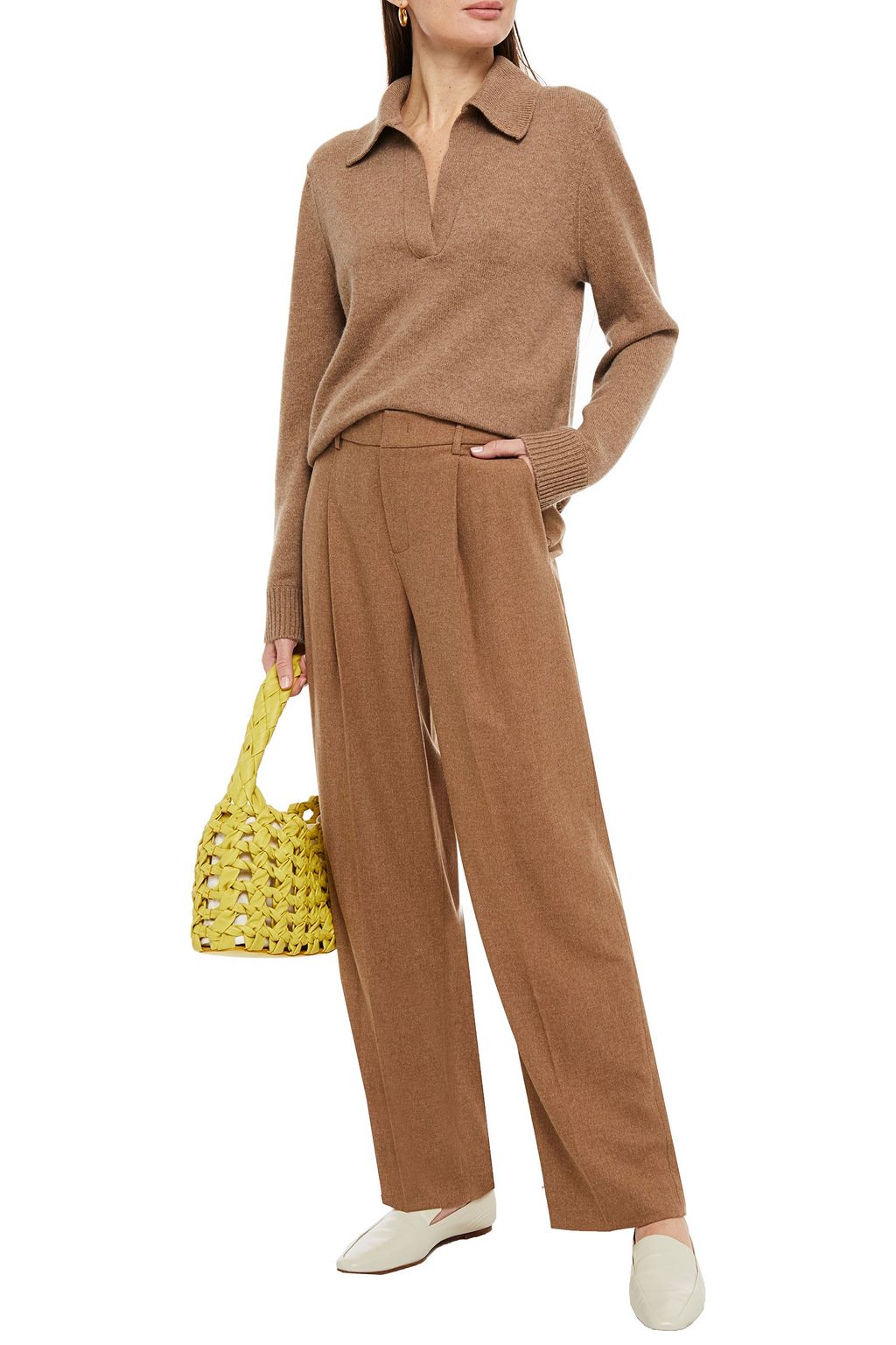 VINCE. Pleated brushed-twill straight-leg pants