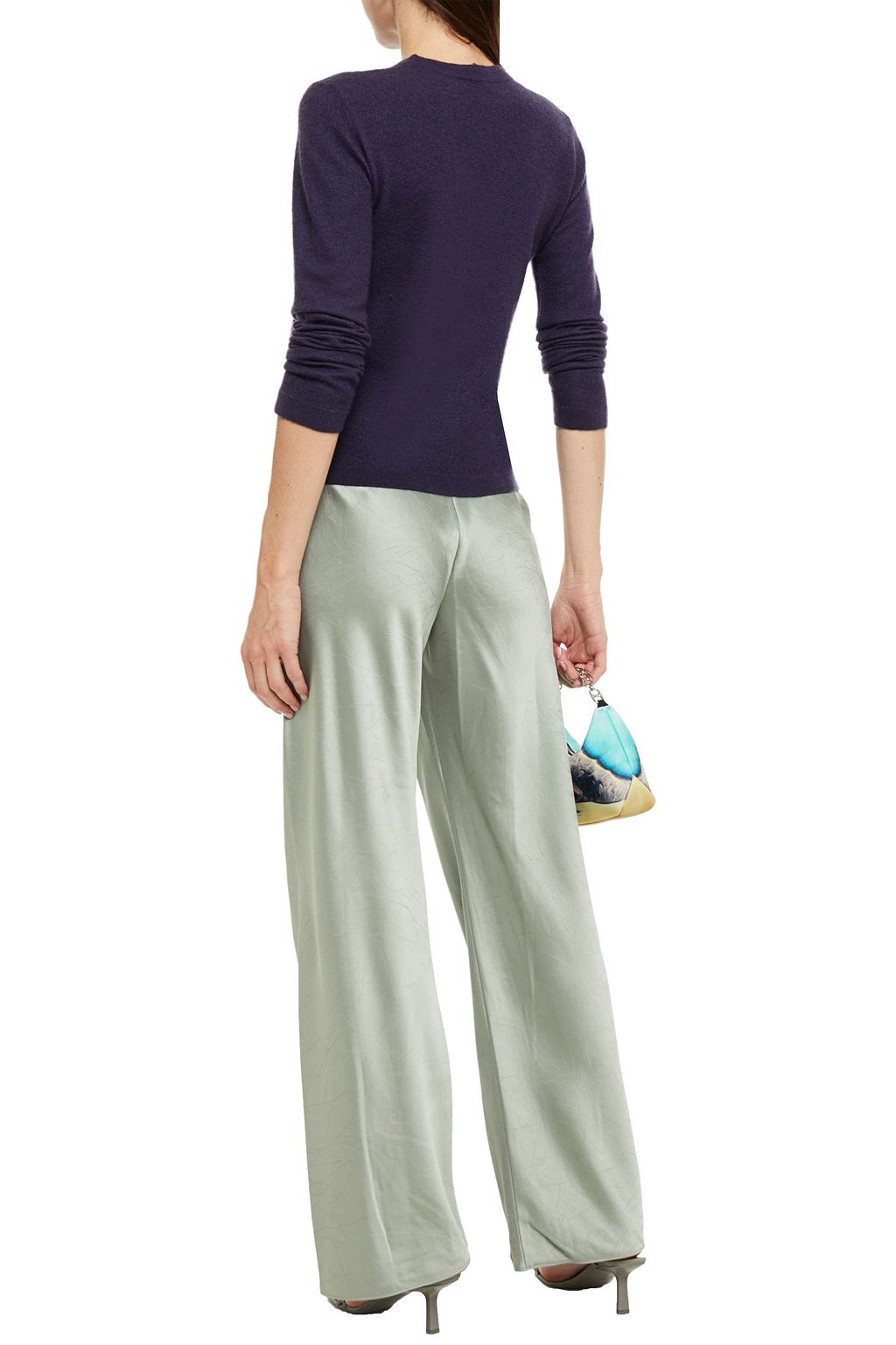 VINCE. Crinkled satin-twill wide-leg pants