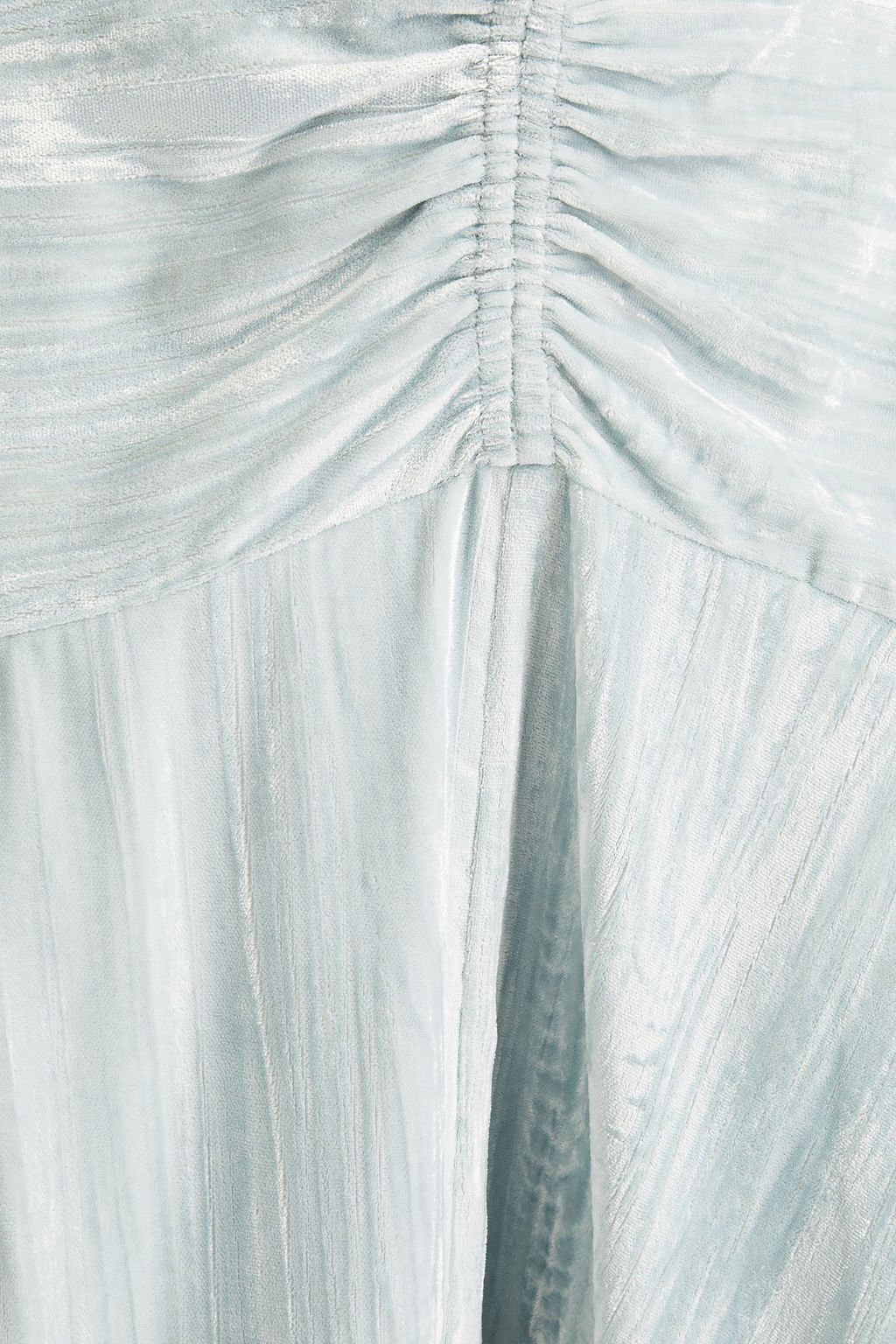 VINCE. Asymmetric ruched crushed-velvet midi skirt
