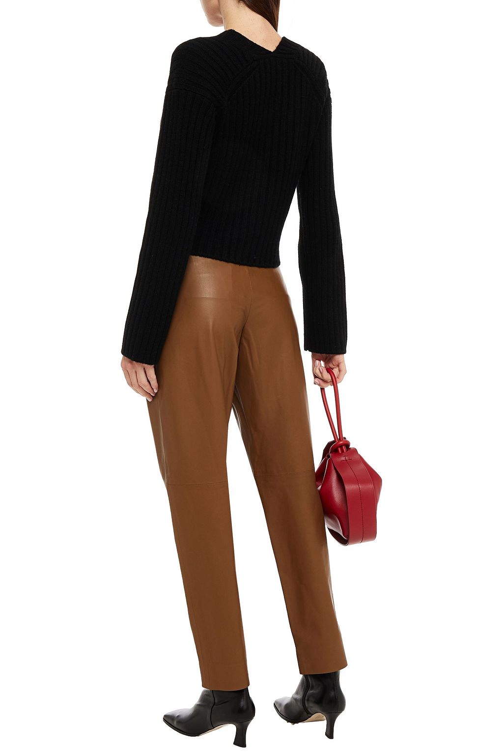 VINCE. Pleated leather tapered pants
